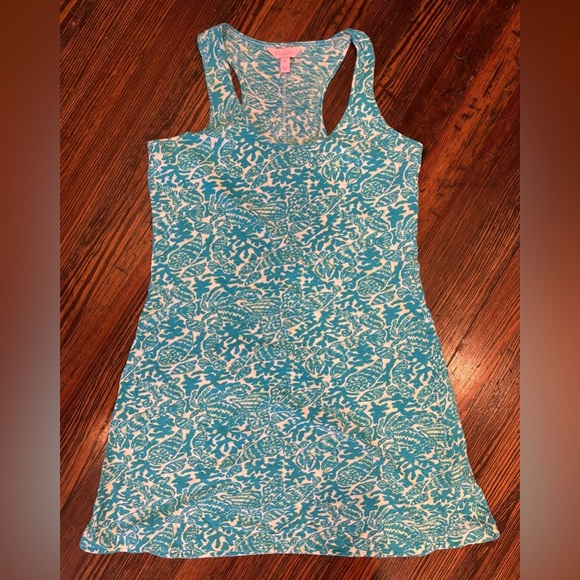 Lilly Pulitzer cordon blue sailors beach Racerback dress Sz Medium Shell Print - Picture 1 of 5